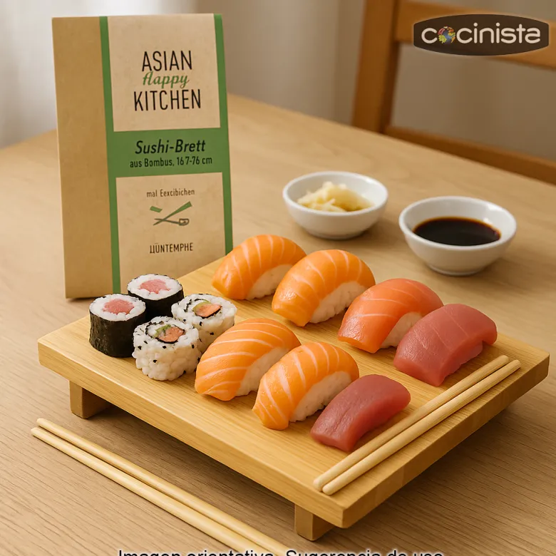 Bandeja de bambú para sushi - 15x24cm
