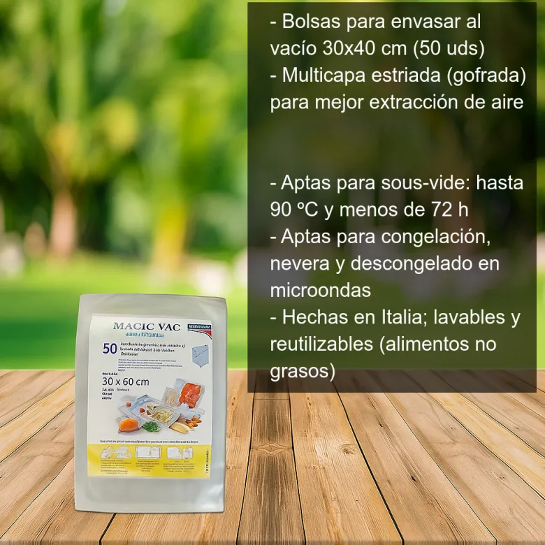 Bolsas para vacío y cocción a baja temperatura - 30x40 cm - 50 uds