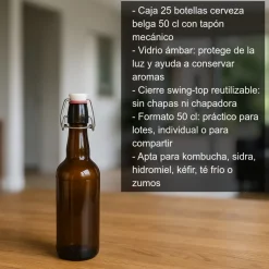 Botellas para cerveza de 50 cl con tapón mecánico - 25 uds