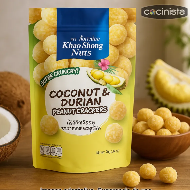 Cacahuetes recubiertos con sabor coco y durian - 75g