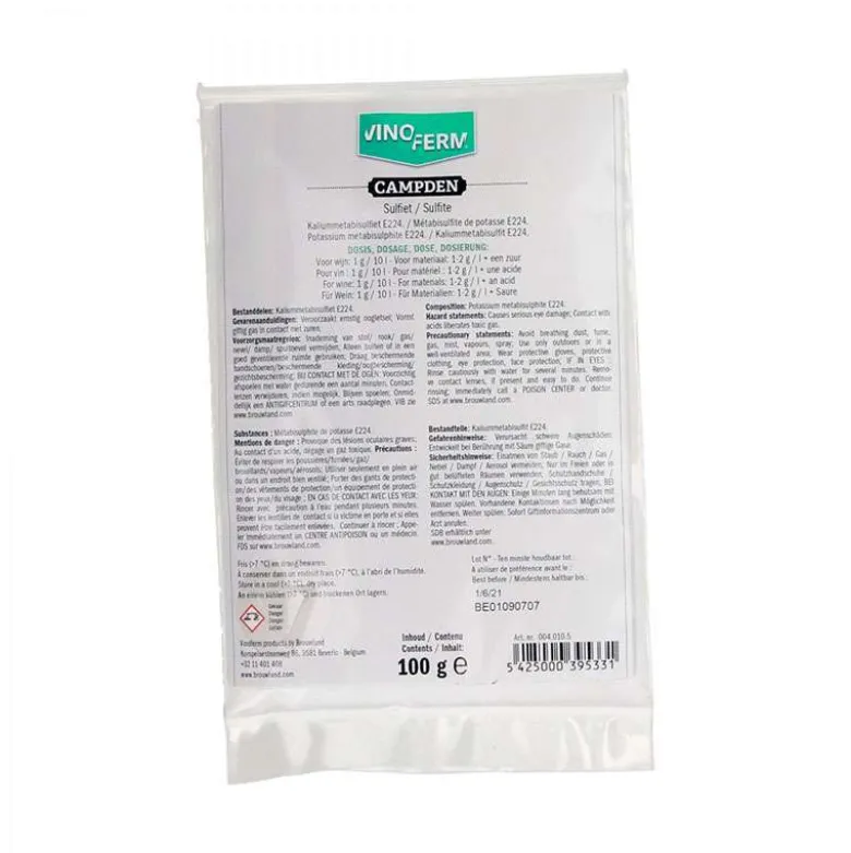 Campden - metabisulfito de potasio - 100g