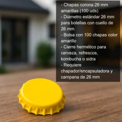 Chapas 26 mm amarillas - 100 uds