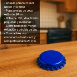 Chapas 26 mm azules - 100 uds
