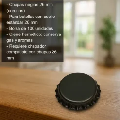 Chapas 26 mm negras - 100 uds