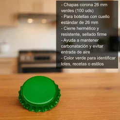 Chapas 26 mm verdes - 100 uds