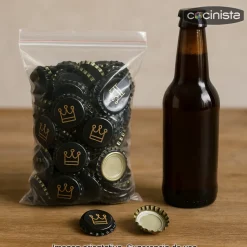 Chapas negras con Corona - 26mm x 100 uds