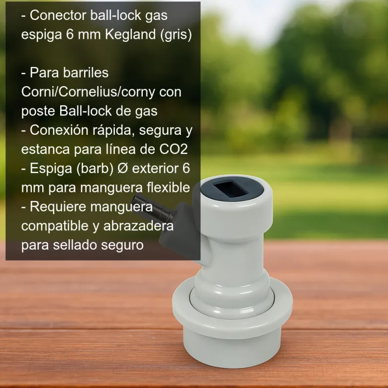 Conector ball-lock para gas de espiga