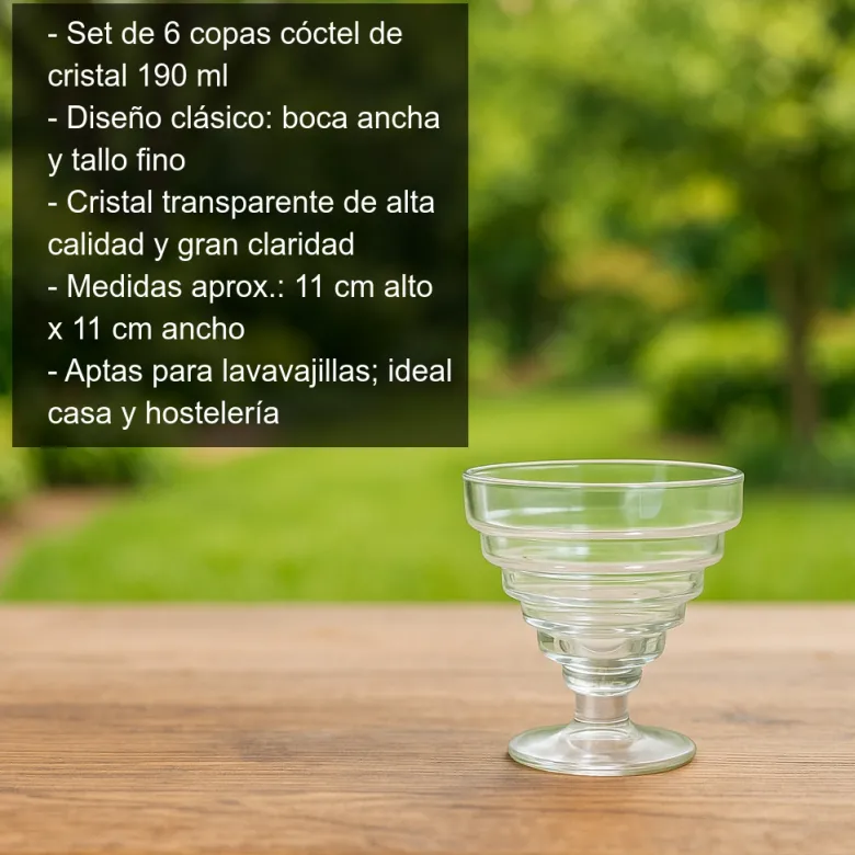 Copa para cócktel cristal - 6 uds