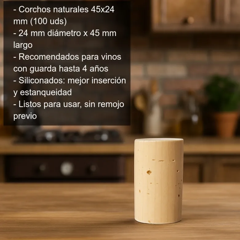 Corchos naturales 45x24 mm - 100 uds