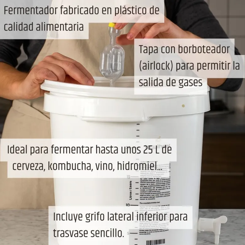 Cubo fermentador con grifo y válvula - 30l