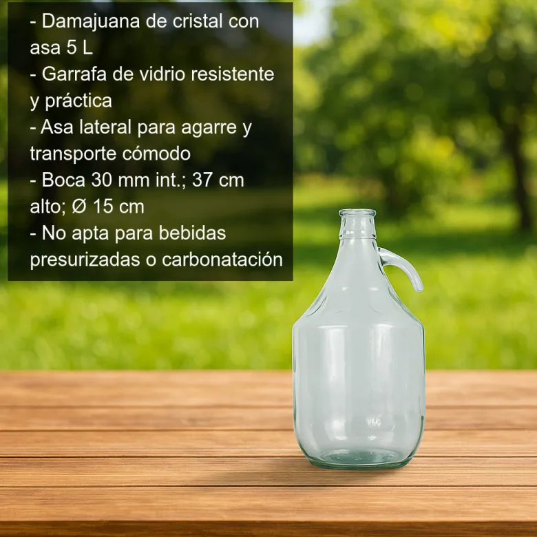 Damajuana de cristal con asa - 5 l