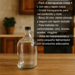 Damajuana de cristal de 4 litros - 4 unidades