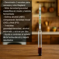 Densímetro de tres escalas para cerveza y vino
