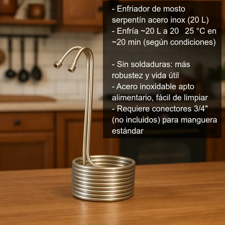 Enfriador serpentín de acero - 20 l