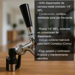 Grifo para cerveza en metal cromado