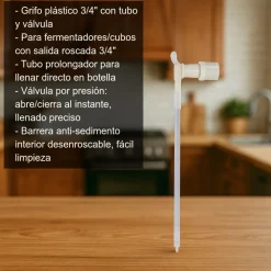 Grifo plástico con tubo prolongador con válvula