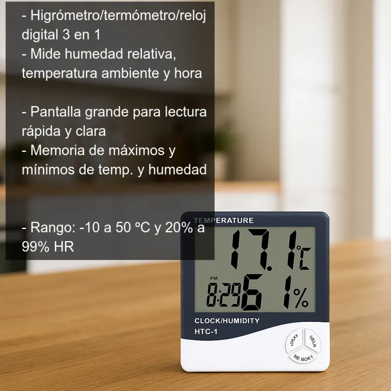 Higrómetro y termómetro digital