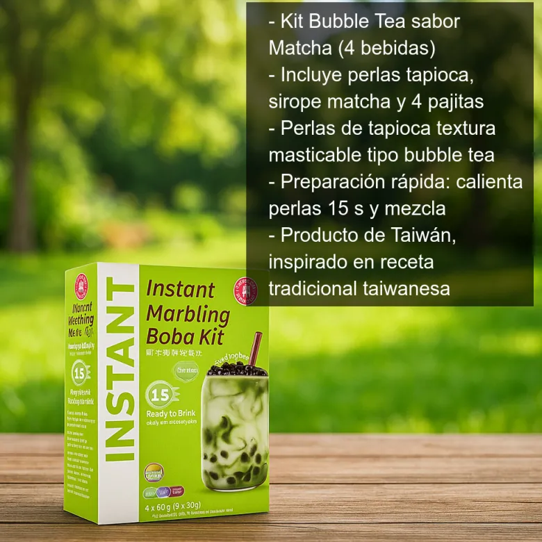Kit Bubble Tea Matcha (Té de burbujas) - 4 servicios