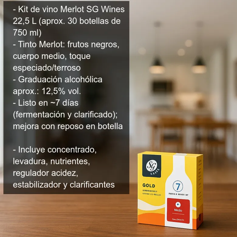Kit de vino Merlot - 22.5 Litros