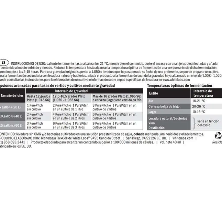 Levadura líquida orgánica Abbey IV Ale WLP540-O - 19 L