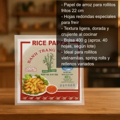 Papel de arroz para rollitos fritos - 22 cm - 400 g
