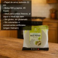 Papel de arroz redondo 22cm 45 hojas - 500g