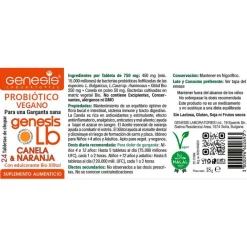 Probióticos Genesis LB Canela y Naranja - 24 tabletas chupables