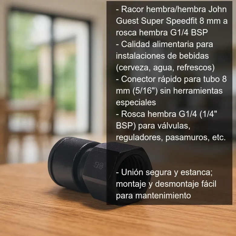 Racor tubo 5/16" rosca H 1/4" BSP - G1/4 - 8 mm