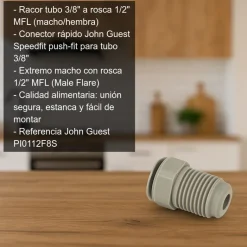 Racor tubo 3/8" rosca M 1/2" MFL - 1/2" MFL - 3/8"