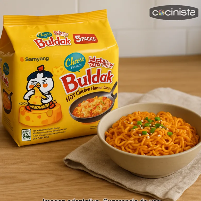 Ramen picante de pollo sabor a queso - Pack de 5 unidades