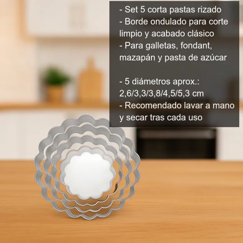 Set 5 corta pastas rizado