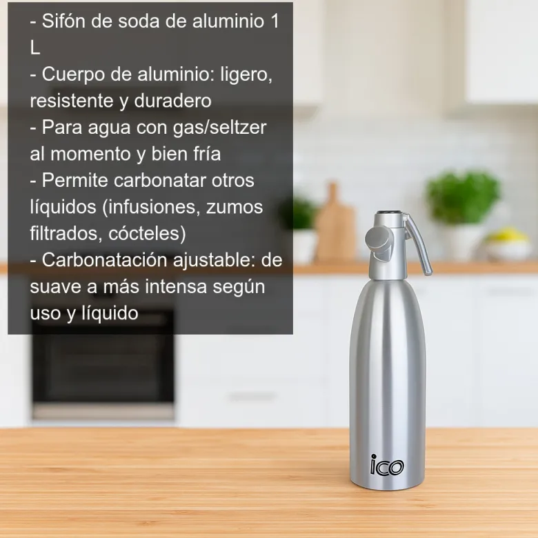 Sifón de soda aluminio - 1 L