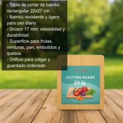 Tabla de cortar de bambú rectangular - 22 x 27 cm