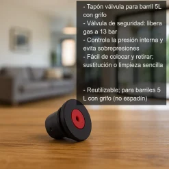 Tapón válvula para barril 5 litros con grifo incorporado