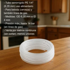 Tubo para gas y cerveza - 1/4"