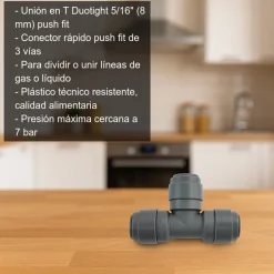 Unión en T para tubo de 5/16