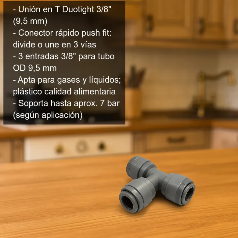 Unión en T para tubo de 3/8"
