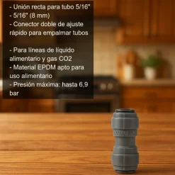 Unión para tubo de 5/16