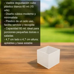 Vasito cubo plástico blanco - 15 uds