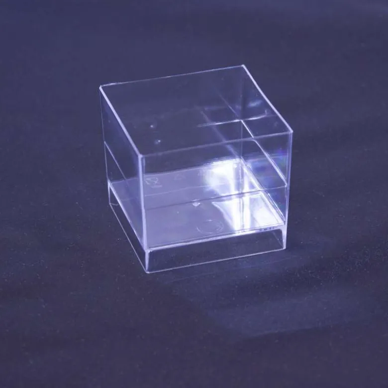Vasito cubo plástico transparente - 15 uds