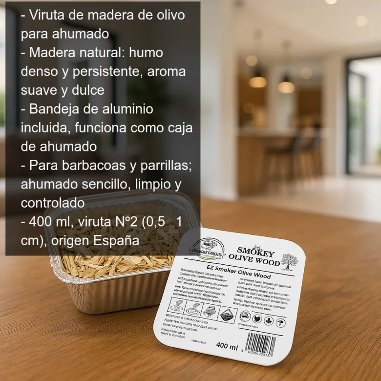 Viruta de madera de olivo para ahumar - bandeja de 400ml