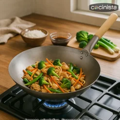 Wok con mango de madera - 35cm