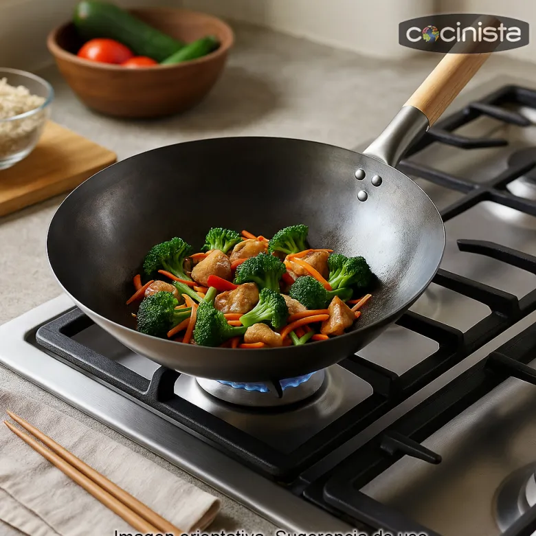 Wok de acero al carbono - 30 cm