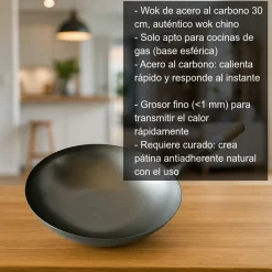 Wok de acero al carbono - 30 cm